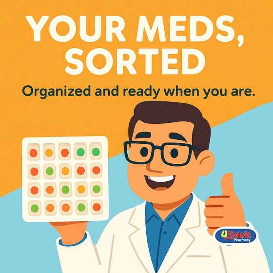 Illustrated character post for a pharmacy